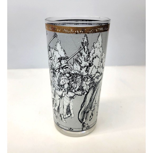 Vintage Cera High Ball Knights Camelot Glasses Tumblers MCM 22K Gold Trim Durer - Picture 5 of 14